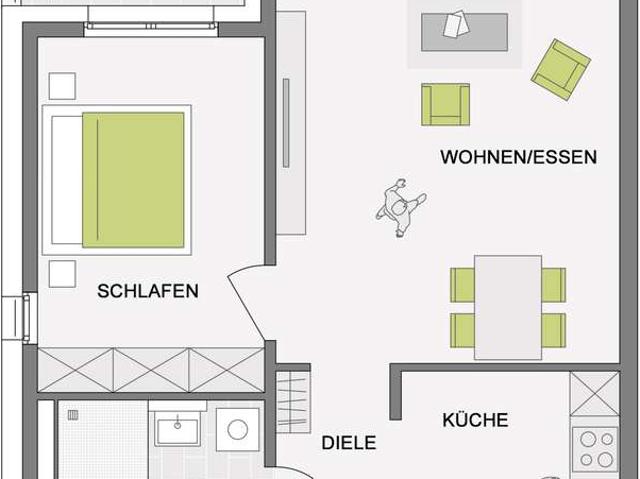 2 Zimmer im Obergeschoss