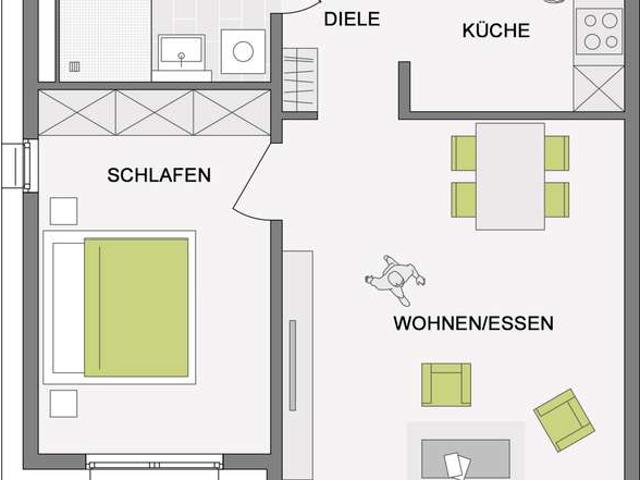 2 Zimmer im Obergeschoss