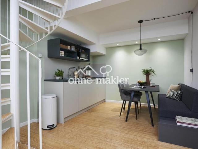2 Zimmer Maisonette Apartment für 1250€ Warm – vollmöbliert mit Gym & Workspace