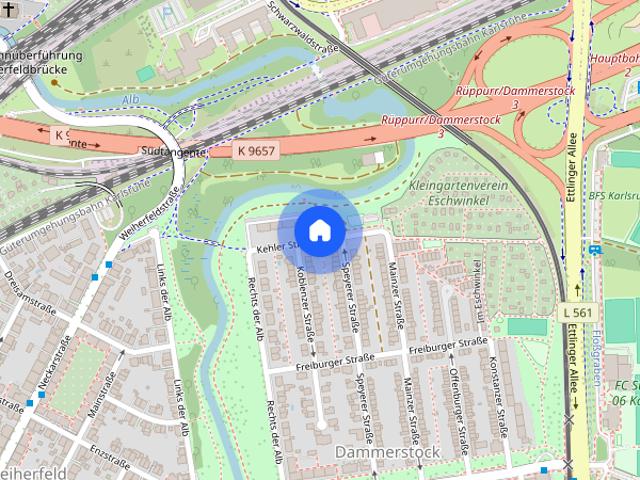 2 Zimmer mit Balkon direkt an der Alb, 2.OG