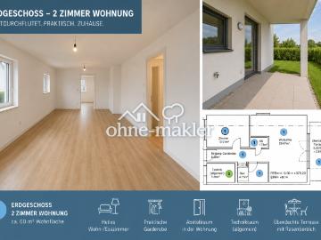 2 Zimmer Neubauwohnung mit Terrasse und Garten