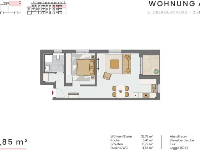 2 Zimmer Neubau Eigentumswohnung mit Loggia in Leonberg A13