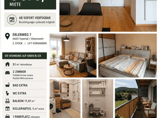 2 Zimmer Neubau in Yspertal mit Balkon und Lift