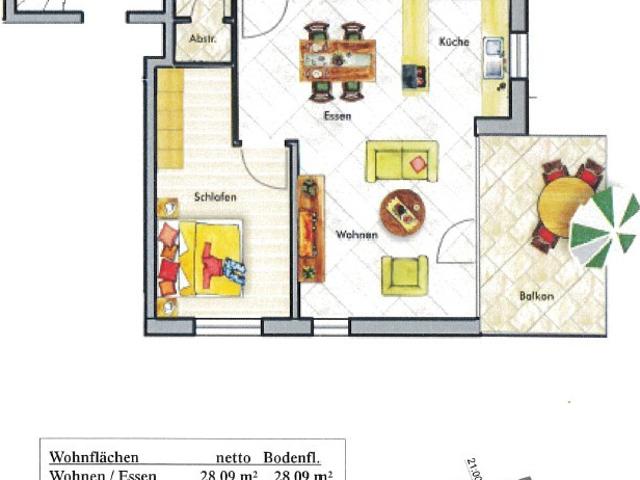 2 Zimmer Senioren Wohnung mit Balkon und Garage