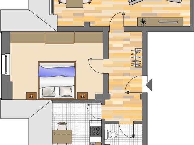 2 Zimmerwohnung im Dachgeschoss mit sehr großen Wohnzimmer, neuen Bad und Boden