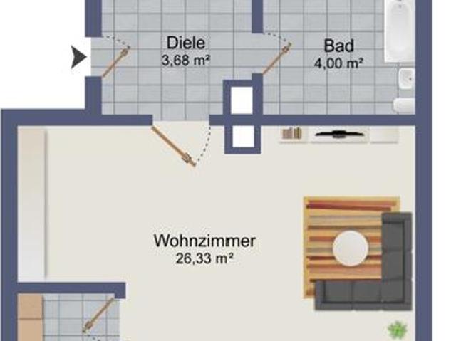 2 Zimmerwohnung mit Terrasse und Balkon