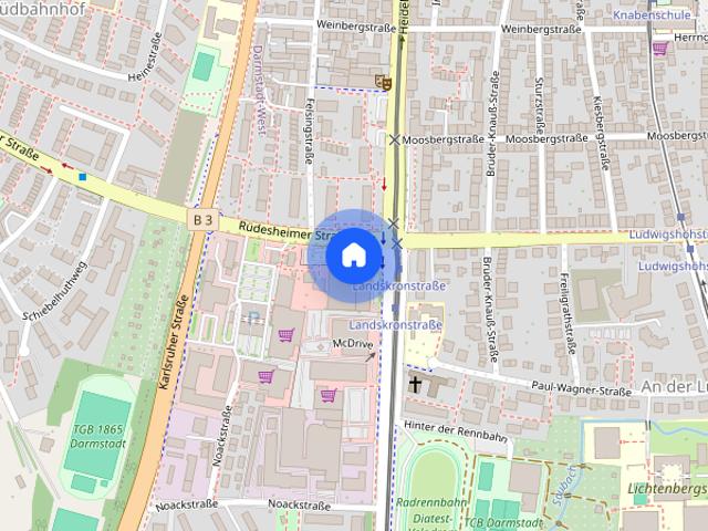2 ZKBB* KFZ Stell* max. 1 Pers* kl. EBK* Wannenbad* Parketboden* S W Balkon/Loggia* DA Bessungerstr
