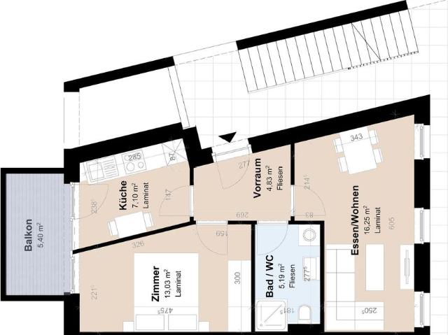 2,5 Zimmer geförderte Neubauwohnung mit Balkon