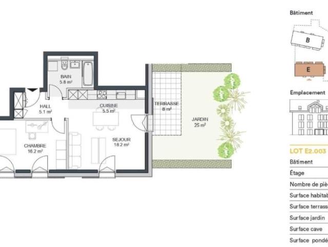 2,5 Zimmer Wohnung im Gartengeschoss. Kauf ab Plan