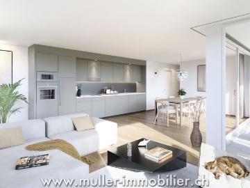 2,5 Zimmer Wohnung mit Balkon und freiem Blick, 5 Min. von Romont