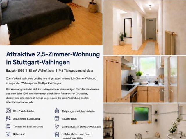 2,5 Zimmer Wohnung Stuttgart Vaihingen | 83 m² | Terrasse + TG