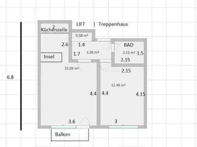 2.5 Zimmer, 40 m², 2. Stock