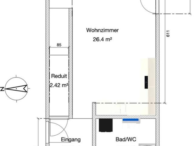 2.5 Zimmer, 56 m²