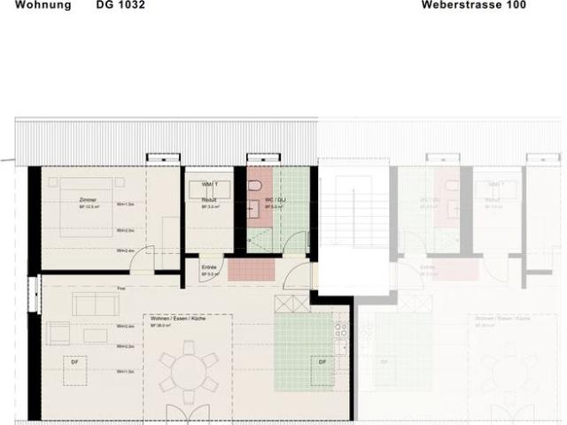 2.5 Zimmer, 69 m², 3. Stock