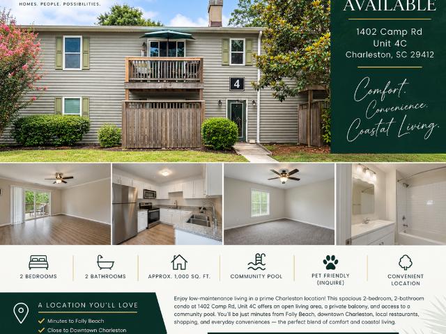 3 Bedroom Condo for Rent at 1402 Camp Rd #4C, Charleston, SC 29412