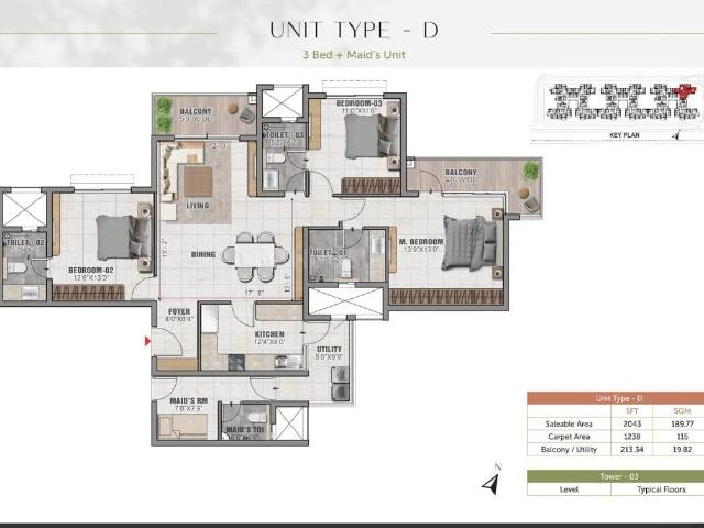 3 BHK Apartment in Chansandra for resale Bengaluru. The reference number is 18398985