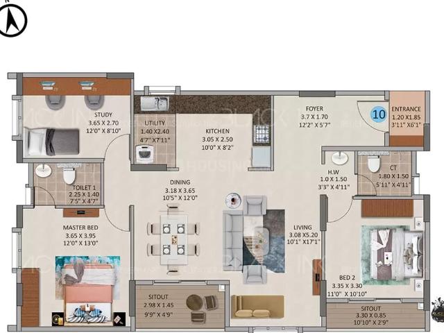 3 BHK Apartment in Anjanapura Township for resale Bengaluru. The reference number is 20965187