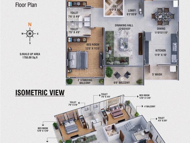 3 BHK Apartment in Bajaj Nagar for resale Nagpur. The reference number is 17838397