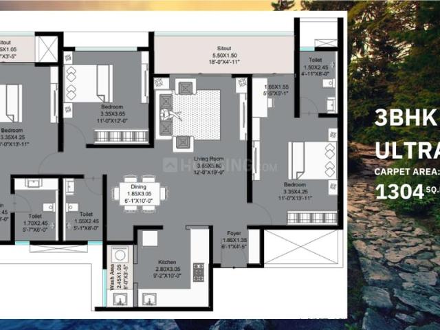 3 BHK Apartment in Bhugaon for resale Pune. The reference number is 19554163