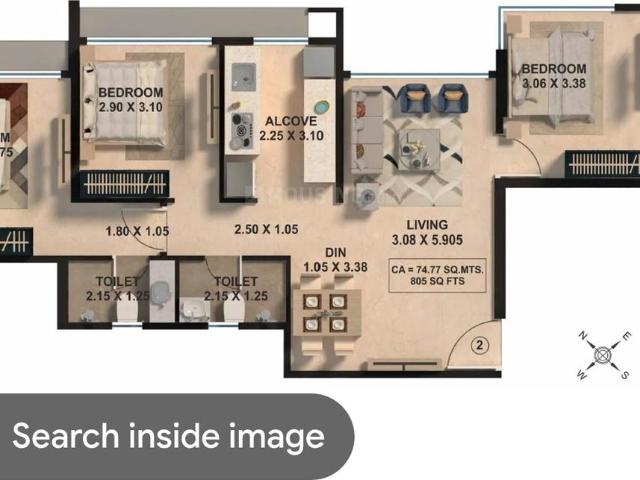3 BHK Apartment in Bhandup West for resale Mumbai. The reference number is 20089378
