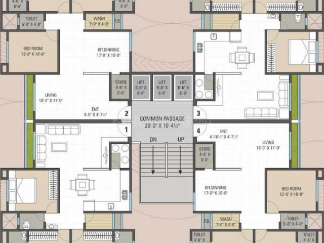 3 BHK Apartment in Bhimrad for rent Surat. The reference number is 20980047