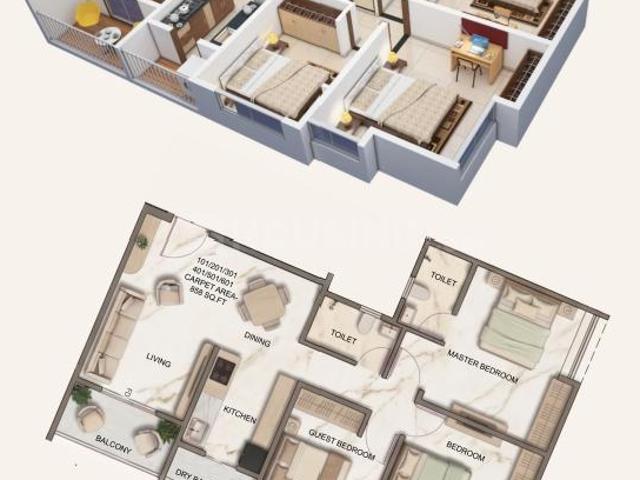 3 BHK Apartment in Dhankawadi for resale Pune. The reference number is 20571405