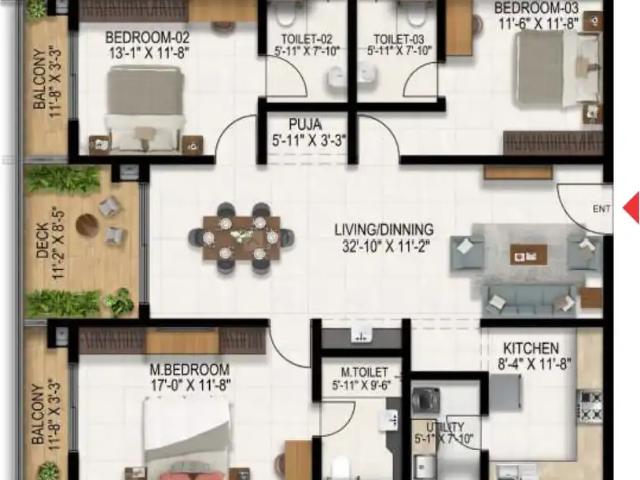 3 BHK Apartment in Kollur for resale Hyderabad. The reference number is 19443371