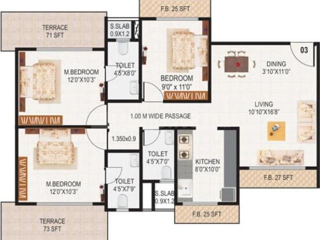 3 BHK Apartment in Kharghar for resale Navi Mumbai. The reference number is 20749539