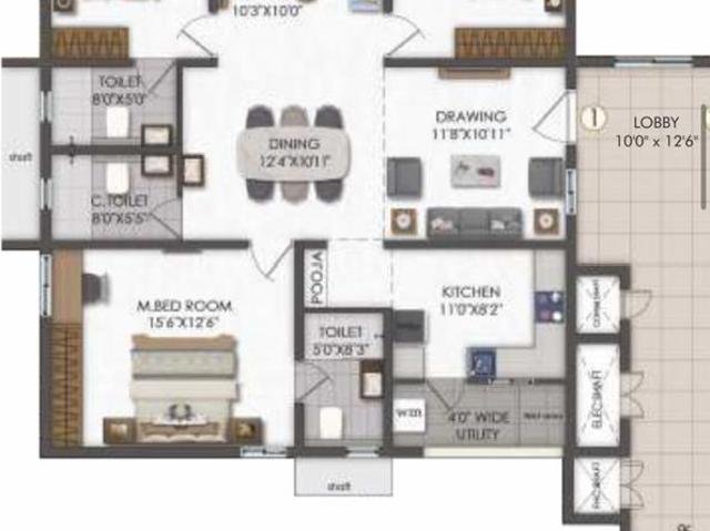 3 BHK Apartment in Miyapur for resale Hyderabad. The reference number is 21193091