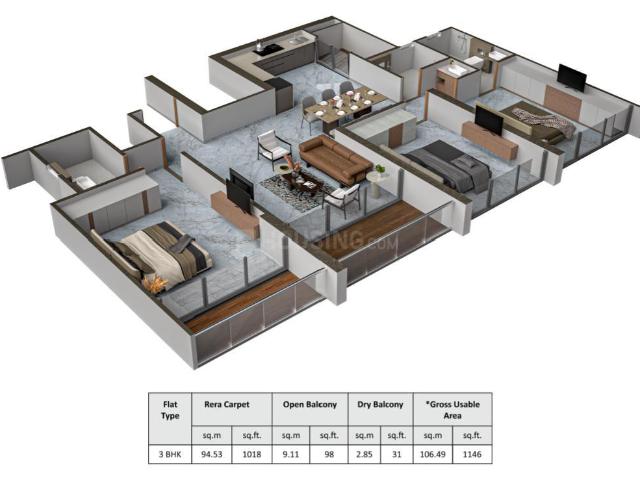 3 BHK Apartment in Mundhwa for resale Pune. The reference number is 19908392