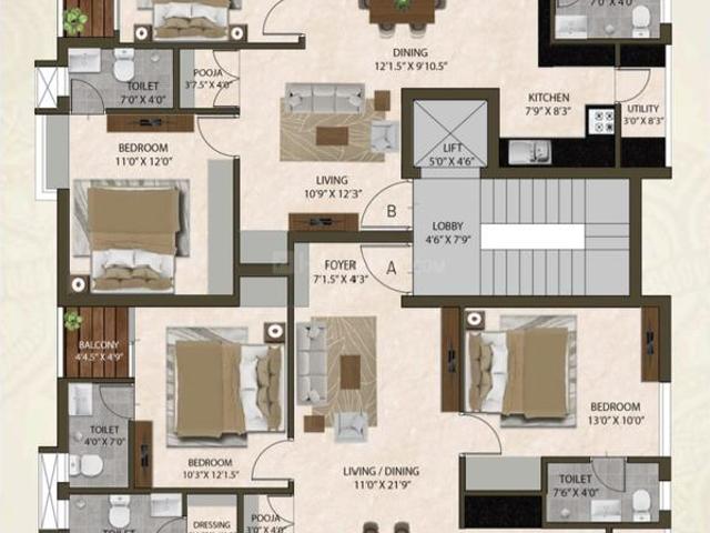 3 BHK Apartment in Nanganallur for resale Chennai. The reference number is 21018179