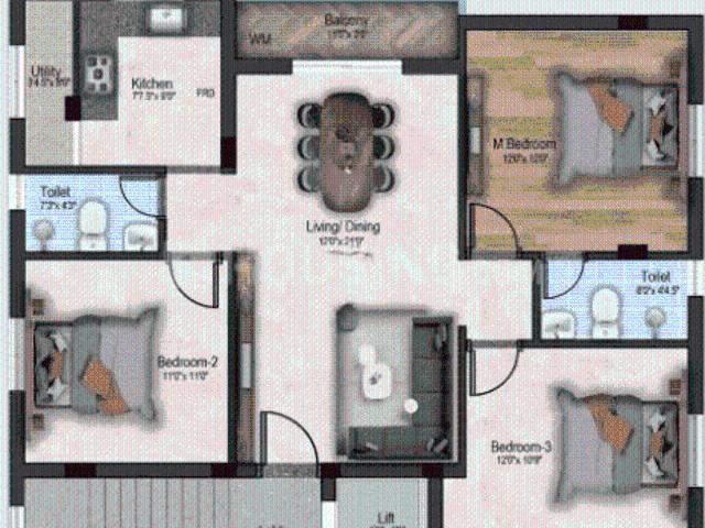 3 BHK Apartment in Saligramam for resale Chennai. The reference number is 20142216