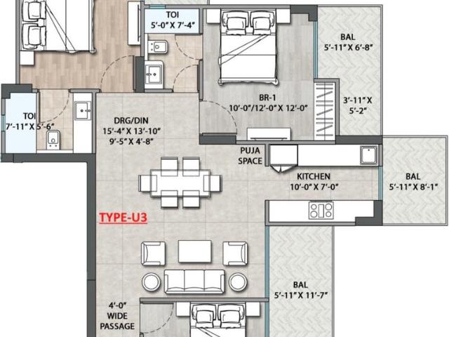 3 BHK Apartment in Sector 123 for resale Faridabad. The reference number is 21335859