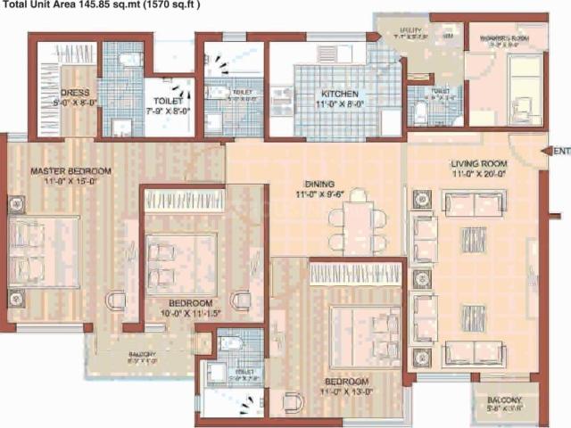 3 BHK Apartment in Sector 129 for resale Noida. The reference number is 21033924