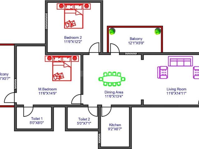 3 BHK Apartment in Sector 85 for rent Gurgaon. The reference number is 21012118