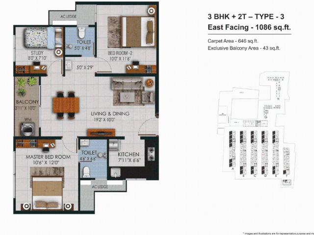 3 BHK Apartment in Siruseri for resale Chennai. The reference number is 20750243