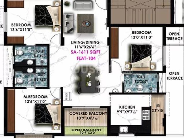 3 BHK Apartment in Perungudi for resale Chennai. The reference number is 20553796