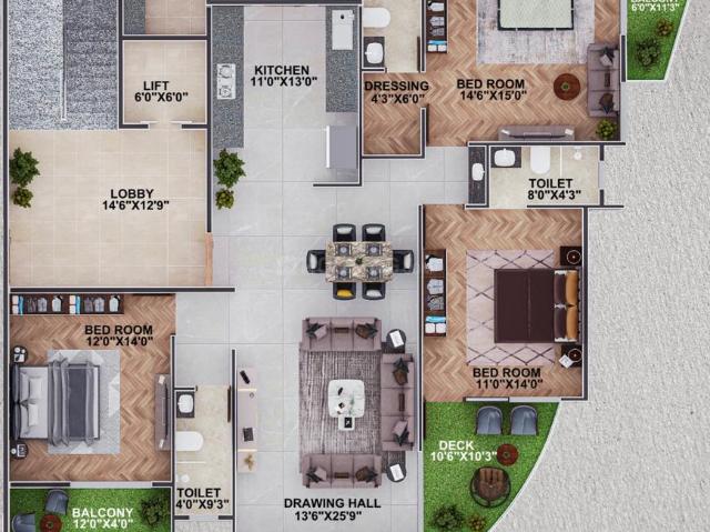 3 BHK Apartment in Pratap Nagar for resale Nagpur. The reference number is 19855889