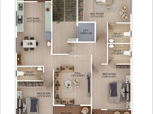 3 BHK Apartment in Pratap Nagar for resale Nagpur. The reference number is 19875173
