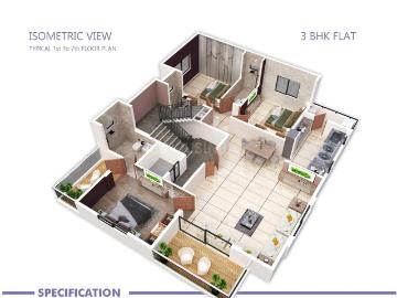 3 BHK Apartment in Pratap Nagar for resale Nagpur. The reference number is 20027707