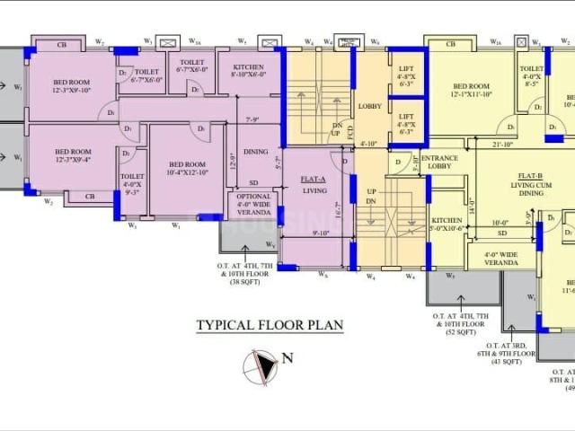 3 BHK Apartment in Purbalok for resale Kolkata. The reference number is 18430093
