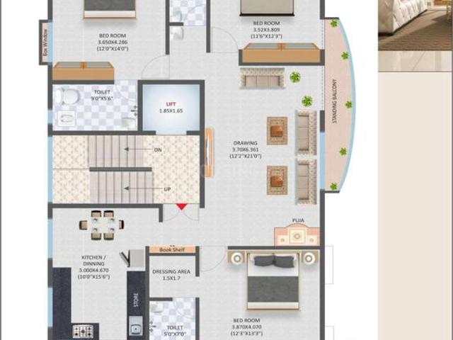 3 BHK Apartment in Trimurti Nagar for resale Nagpur. The reference number is 17971575
