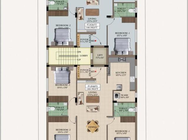 3 BHK Apartment in Ullagaram for resale Chennai. The reference number is 19807794