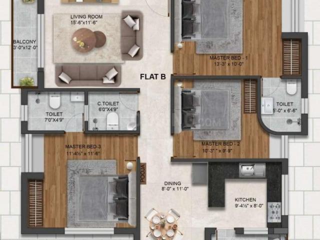 3 BHK Apartment in Ullagaram for resale Chennai. The reference number is 20999712