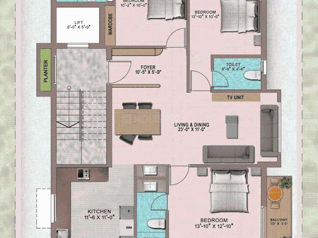 3 BHK Apartment in Velachery for resale Chennai. The reference number is 20322411