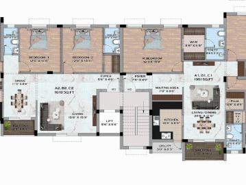 3 BHK Apartment in Virugambakkam for resale Chennai. The reference number is 17522751