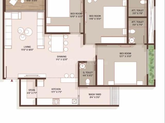 3 BHK Apartment in Zundal for resale Ahmedabad. The reference number is 20600360