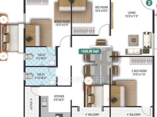 3 BHK Flat In Bm Glorietta for Rent In Whitefield