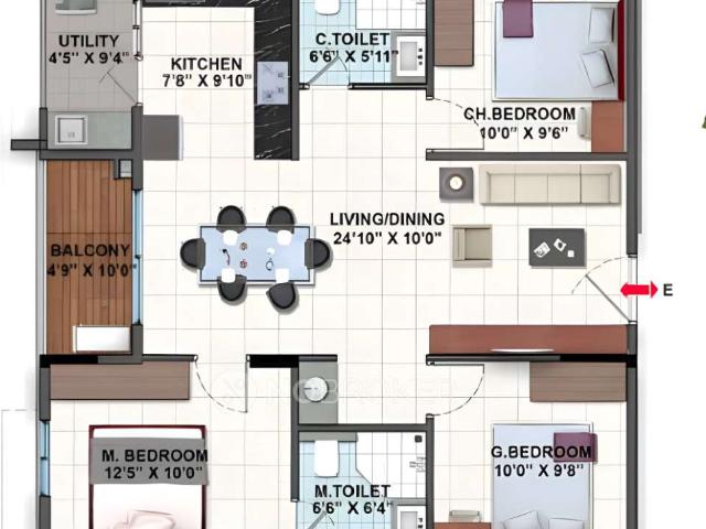 3 BHK Flat In Dsr Green Waters For Sale In Gunjur Palya