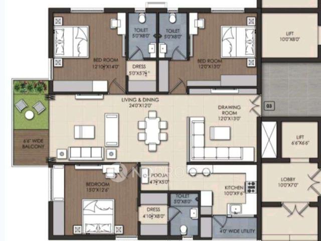 3 BHK Flat In Srr River View, Narsingi for Rent In Narsingi